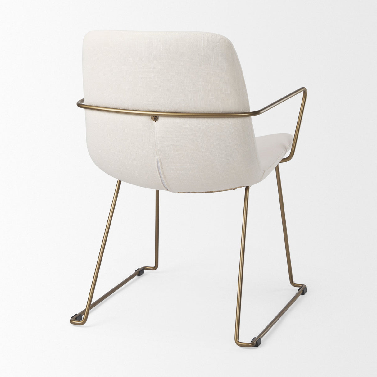 Sawyer Cream Fabric Wrap Gold Metal Frame Dining Chair by Mercana at Eve Furniture