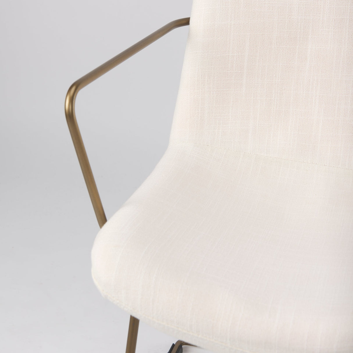 Sawyer Cream Fabric Wrap Gold Metal Frame Dining Chair by Mercana at Eve Furniture
