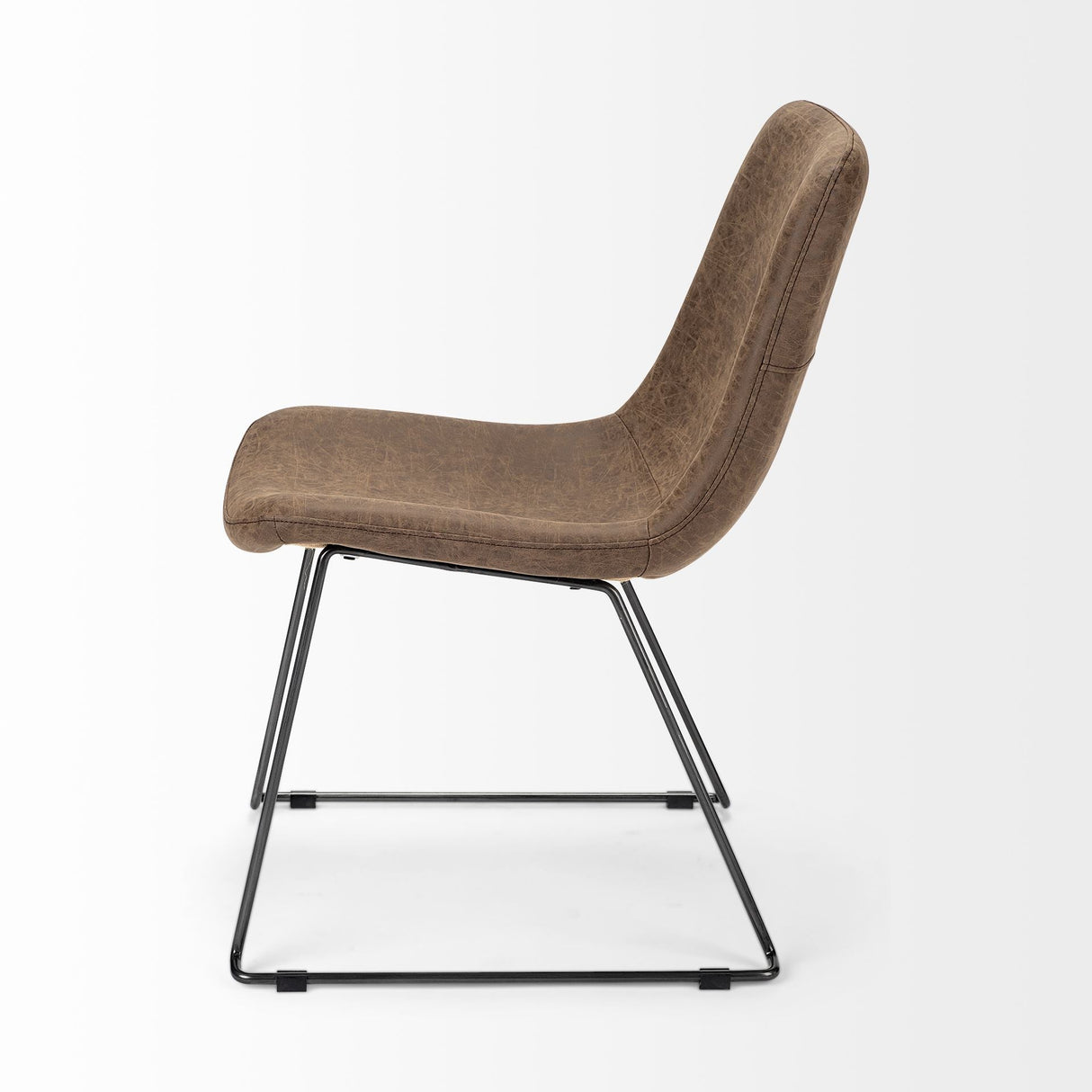 Sawyer I Brown Faux-Leather Seat BlackIron Frame Dining Chair, Set of 2 by Mercana at Eve Furniture