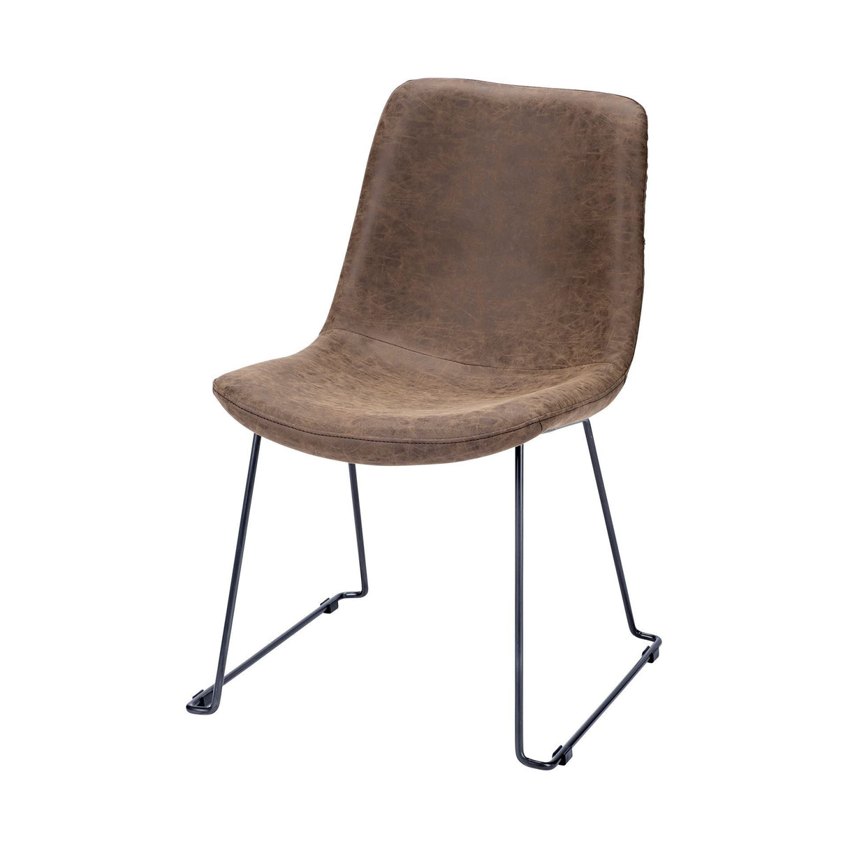 Sawyer I Brown Faux-Leather Seat BlackIron Frame Dining Chair, Set of 2 by Mercana at Eve Furniture