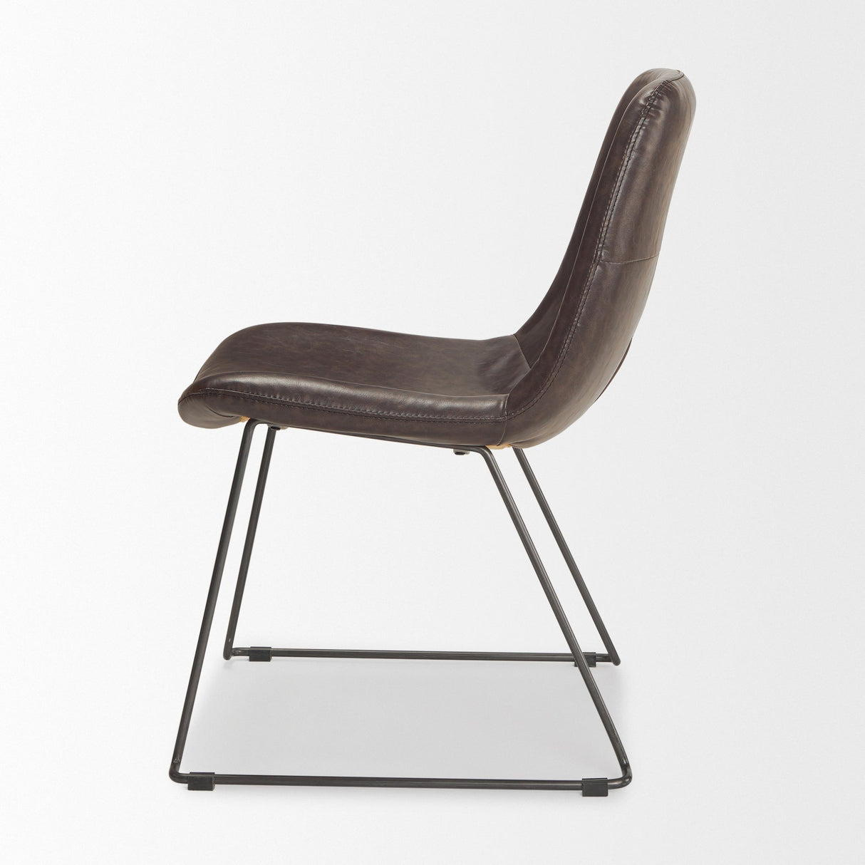 Sawyer I Dark Brown Faux-Leather Seat Black Iron Frame Dining Chair, Set of 2 by Mercana at Eve Furniture
