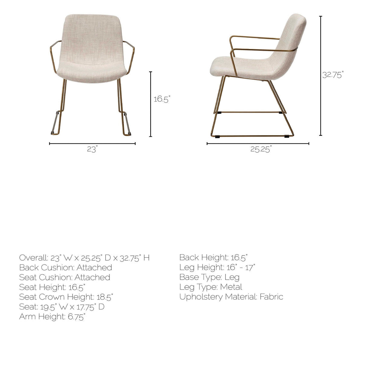 Sawyer II Beige Fabric Wrap Gold Metal Frame Dining Chair by Mercana at Eve Furniture