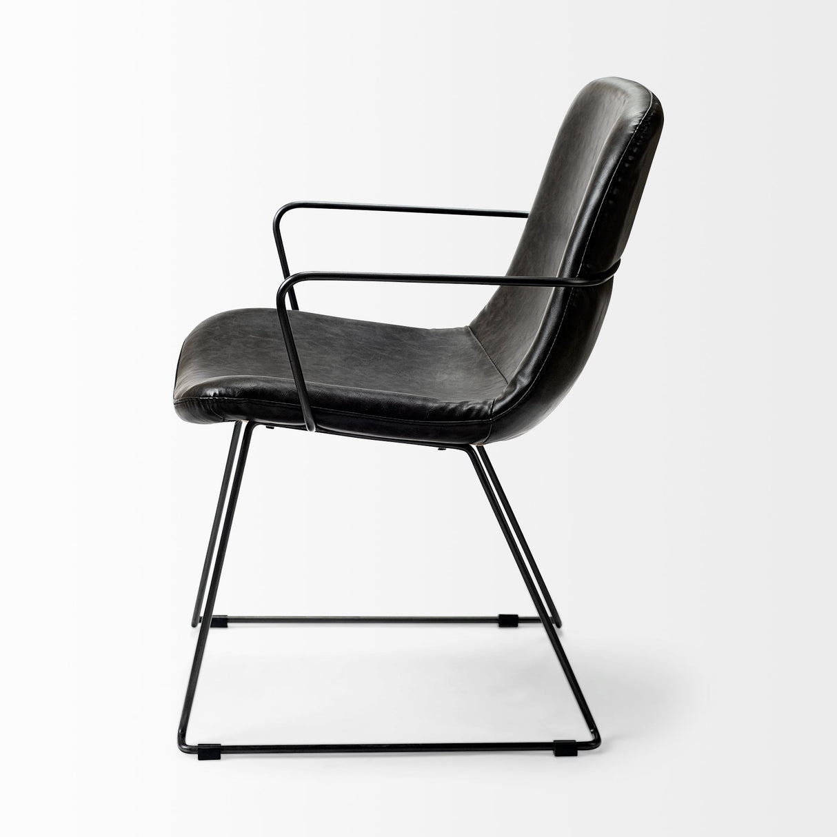 Sawyer II Black Faux-Leather Seat Black Iron Frame Dining Chair by Mercana at Eve Furniture