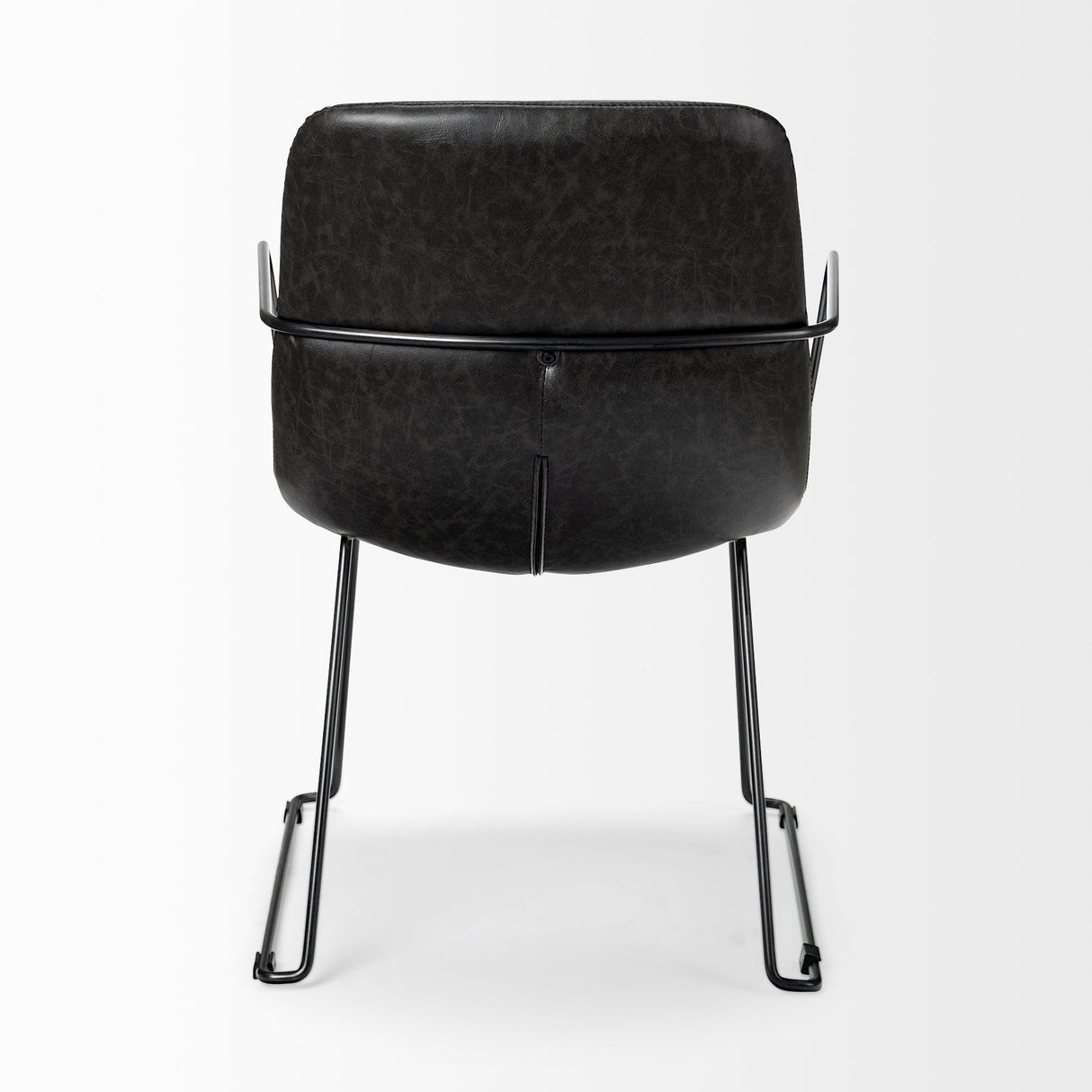 Sawyer II Black Faux-Leather Seat Black Iron Frame Dining Chair by Mercana at Eve Furniture