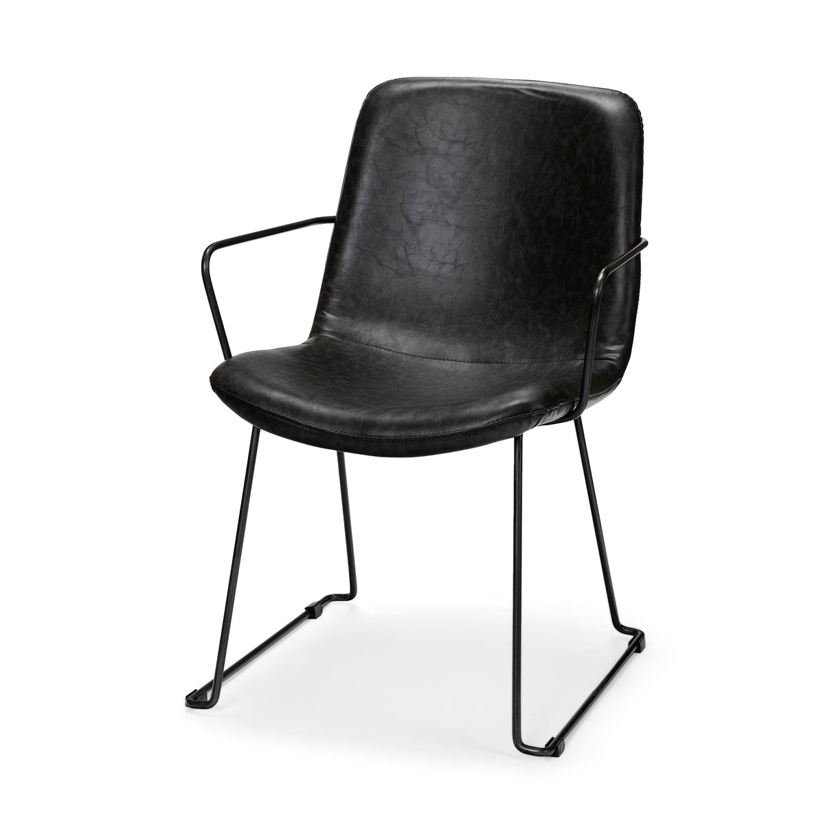 Sawyer II Black Faux-Leather Seat Black Iron Frame Dining Chair by Mercana at Eve Furniture