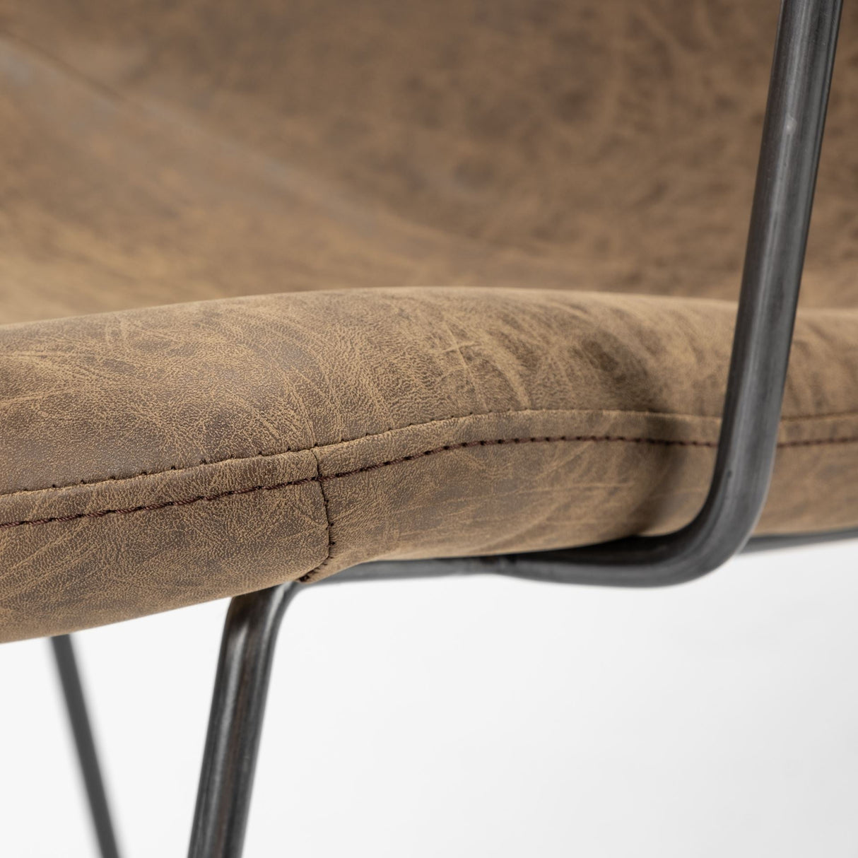 Sawyer II Brown Faux-Leather Seat Black Iron Frame Dining Chair by Mercana at Eve Furniture