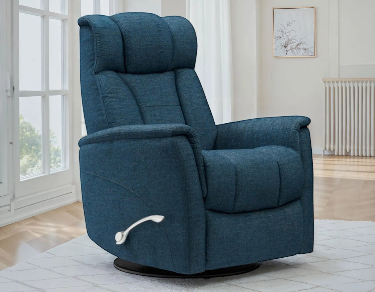 Saxton Dark Teal Manual Swivel Glider Recliner by Steve Silver at Eve Furniture