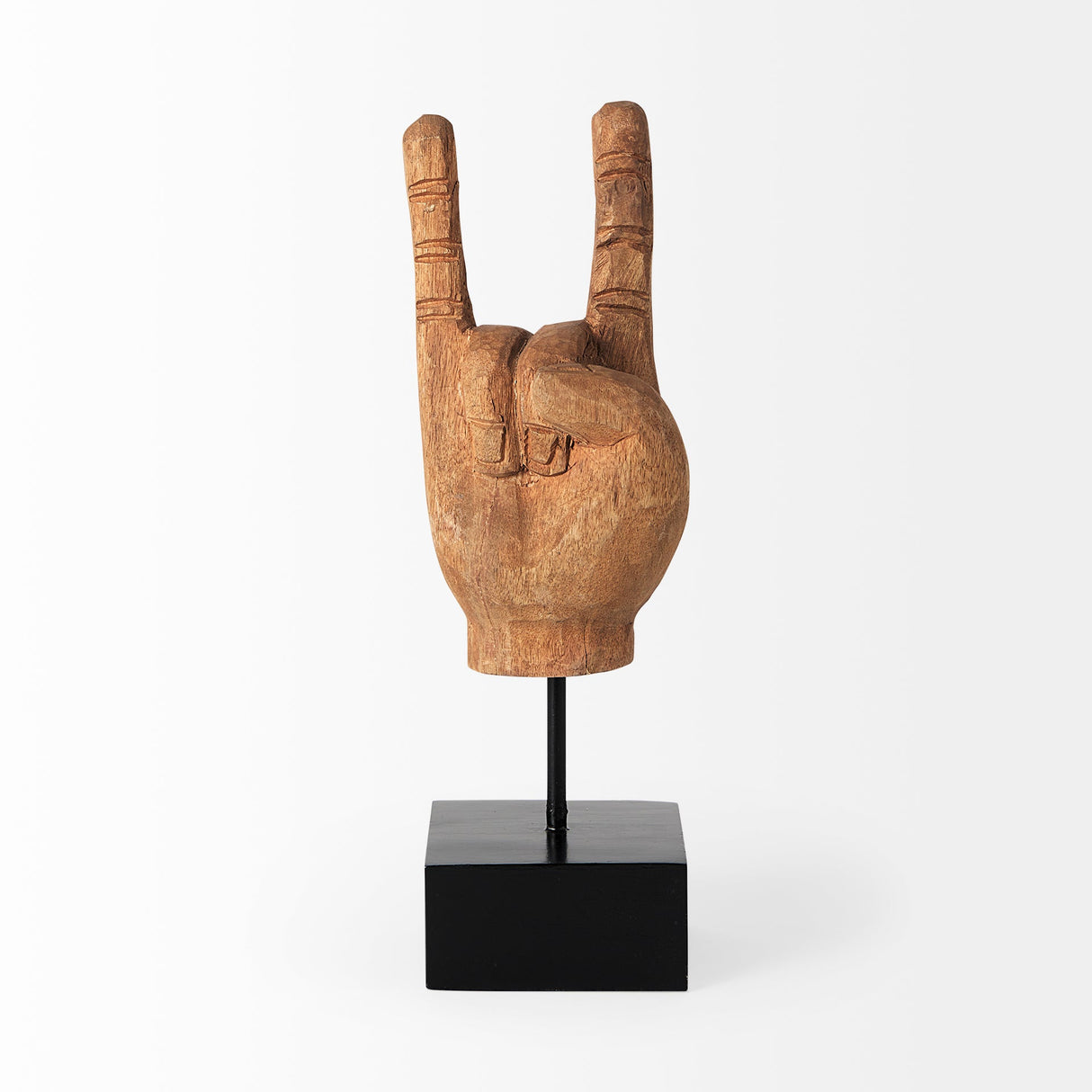 Saxum 4L x 4W Natural Wooden Carved Hang Loose Hand by Mercana at Eve Furniture