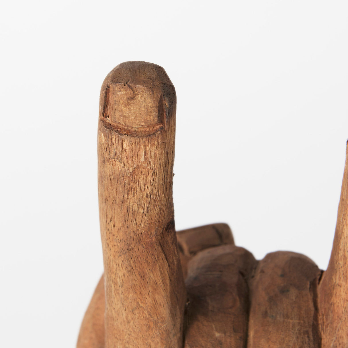 Saxum 4L x 4W Natural Wooden Carved Hang Loose Hand by Mercana at Eve Furniture
