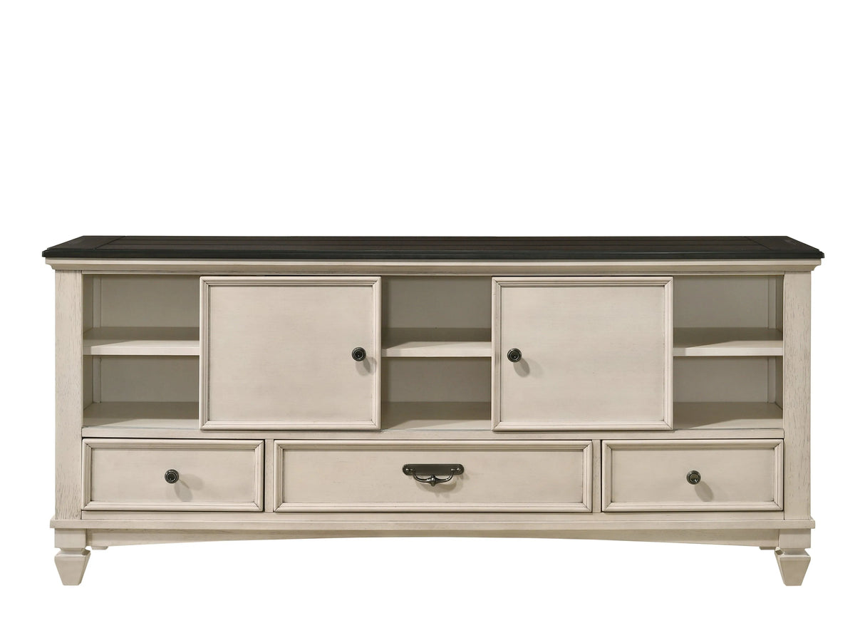 Saywer Antique 68" White and Brown TV Stand by Crown Mark at Eve Furniture