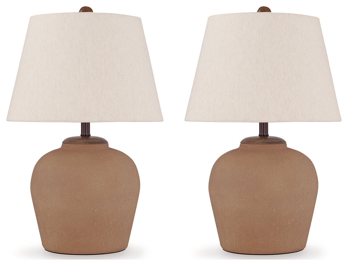 Scantor 2-Piece Table Lamp Set in Rust by Ashley at Eve Furniture