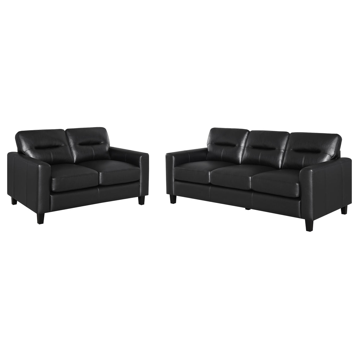 Scotland 2-piece Faux Leather Upholstered Sofa Set Black by Coaster at Eve Furniture