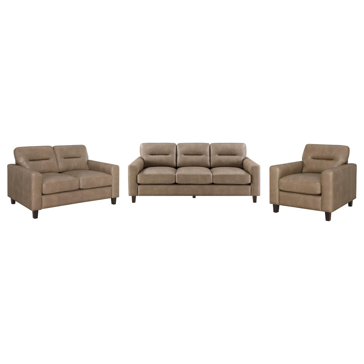 Scotland 3-piece Faux Leather Upholstered Sofa Set Brown by Coaster at Eve Furniture