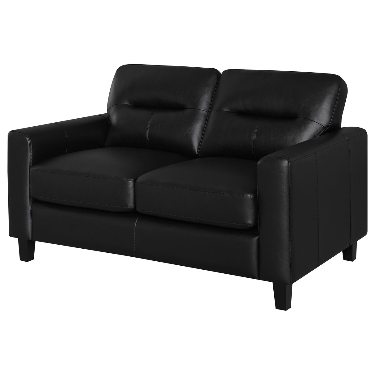 Scotland Black Faux Leather Upholstered Track Arm Loveseat by Coaster at Eve Furniture