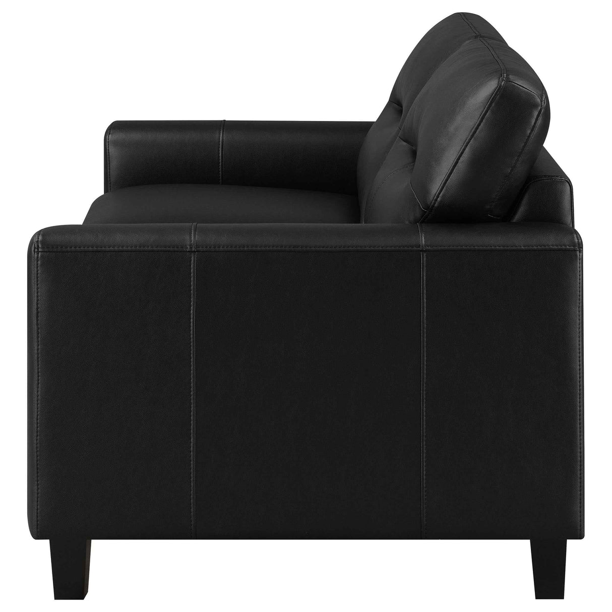 Scotland Black Faux Leather Upholstered Track Arm Loveseat by Coaster at Eve Furniture