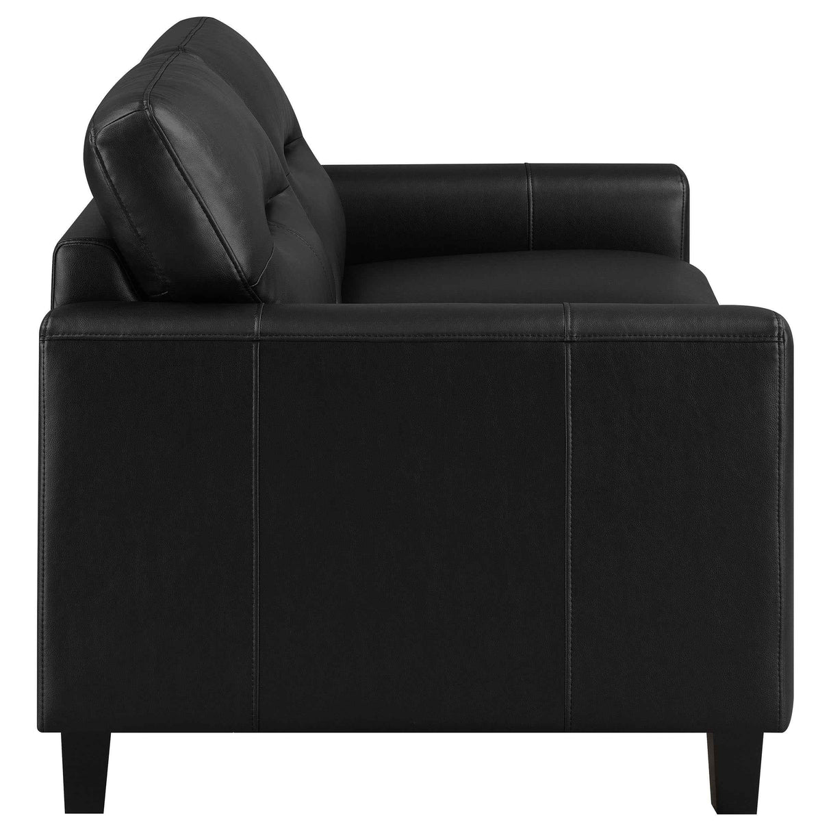 Scotland Black Faux Leather Upholstered Track Arm Loveseat by Coaster at Eve Furniture