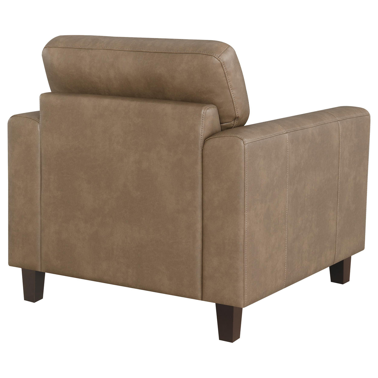 Scotland Brown Faux Leather Upholstered Track Arm Chair by Coaster at Eve Furniture