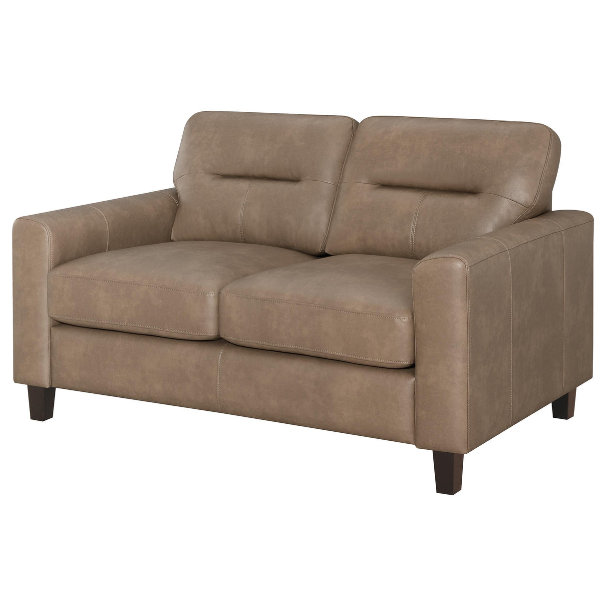 Scotland Brown Faux Leather Upholstered Track Arm Loveseat by Coaster at Eve Furniture