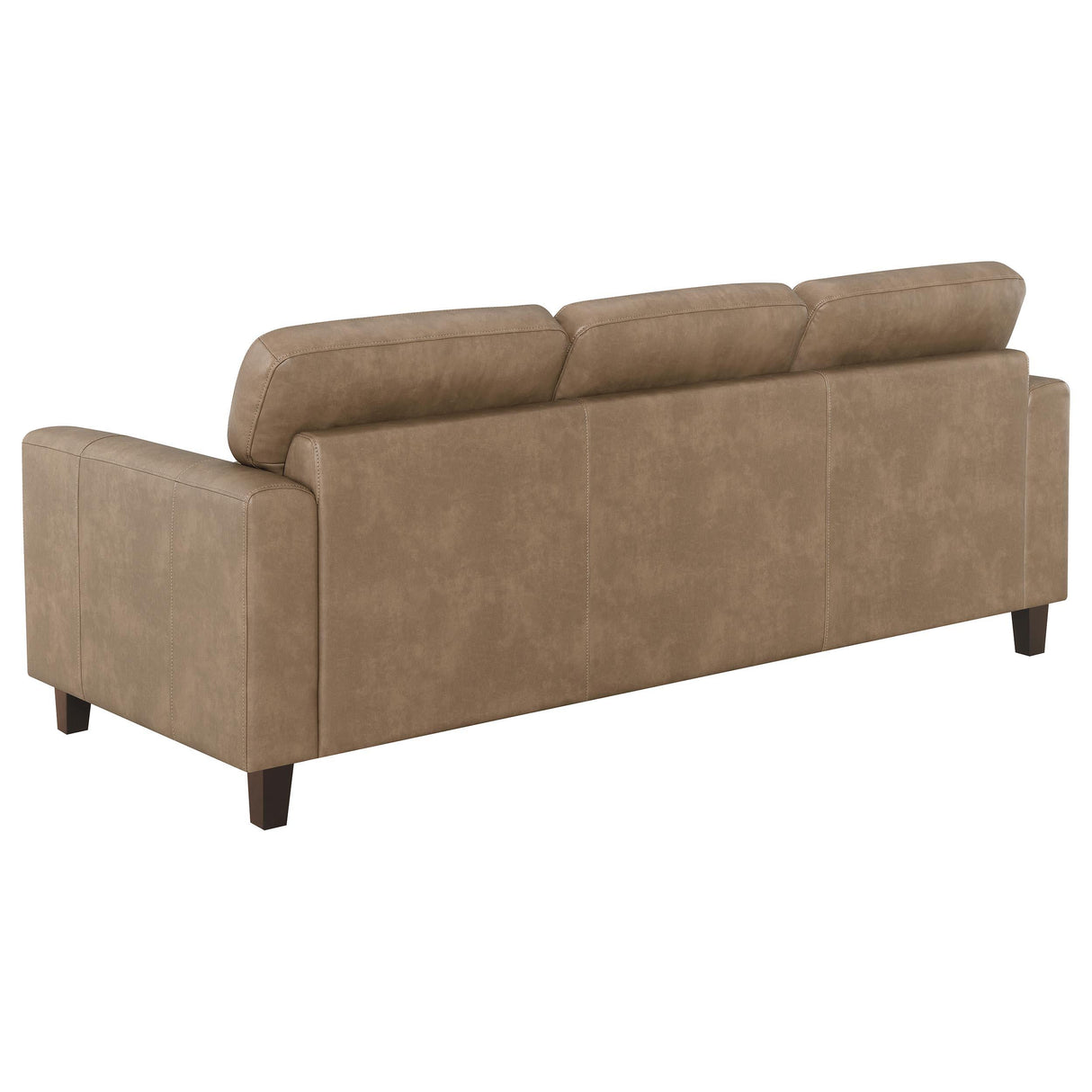 Scotland Brown Faux Leather Upholstered Track Arm Sofa by Coaster at Eve Furniture