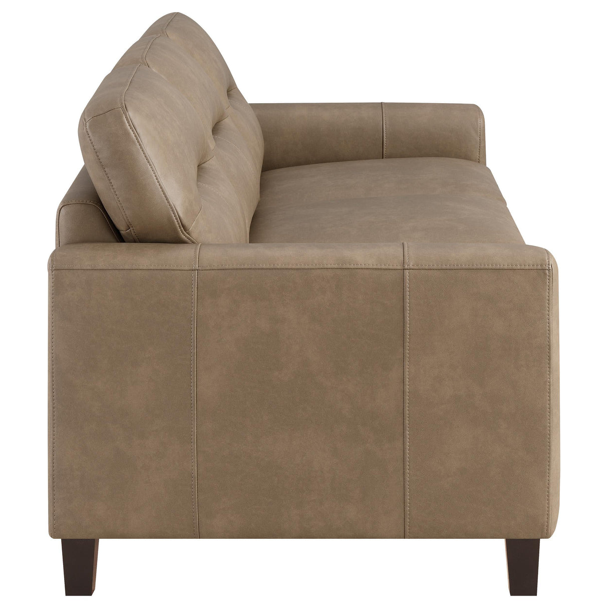 Scotland Brown Faux Leather Upholstered Track Arm Sofa by Coaster at Eve Furniture