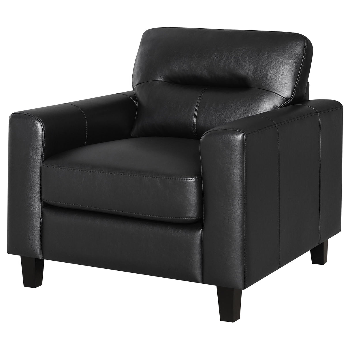 Scotland Faux Leather Upholstered Track Arm Chair Black by Coaster at Eve Furniture