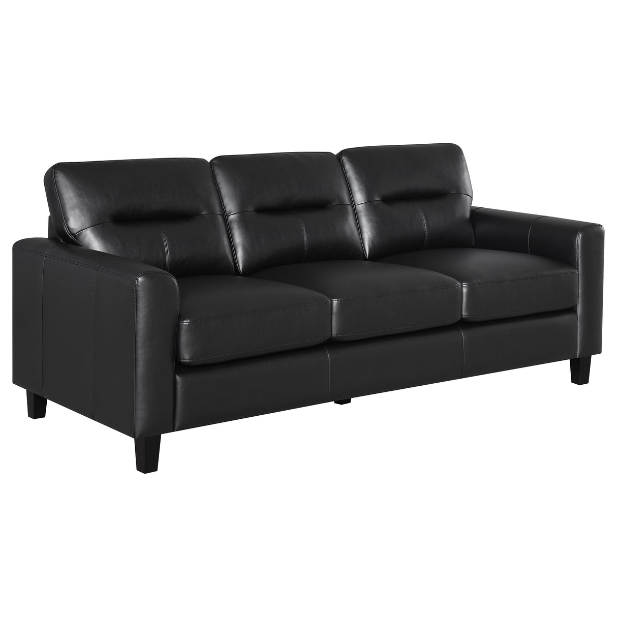 Scotland Faux Leather Upholstered Track Arm Sofa Black by Coaster at Eve Furniture