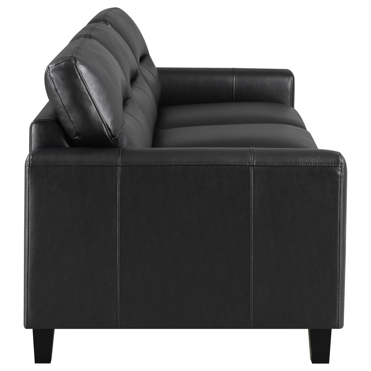 Scotland Faux Leather Upholstered Track Arm Sofa Black by Coaster at Eve Furniture