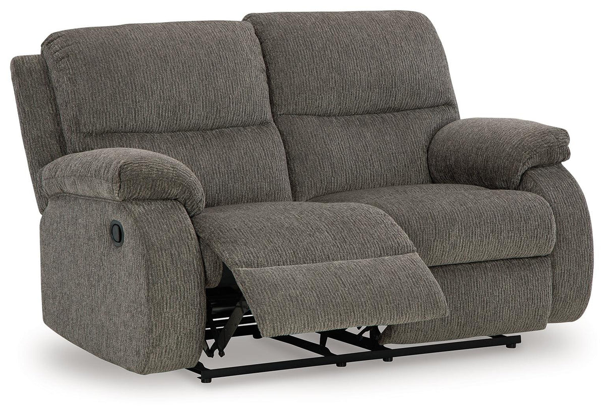 Scranto Brindle Manual Reclining Loveseat by Ashley at Eve Furniture