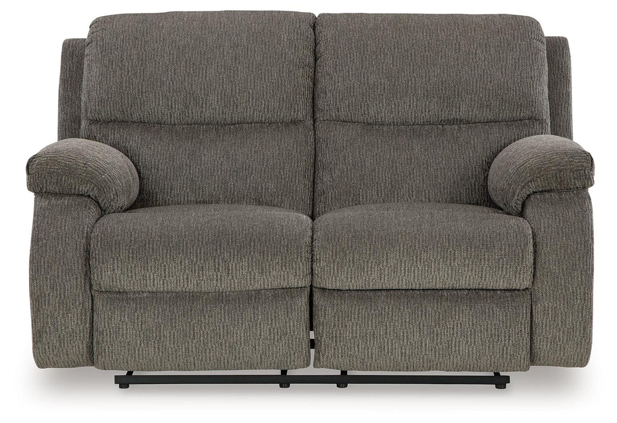 Scranto Brindle Manual Reclining Loveseat by Ashley at Eve Furniture