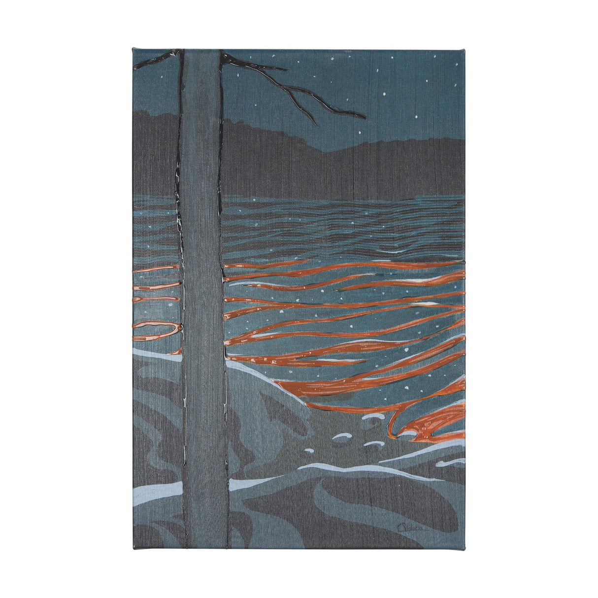 Sea bay at nitght I by Mercana Studio a Hand Embellished Textured Canvas by Mercana at Eve Furniture