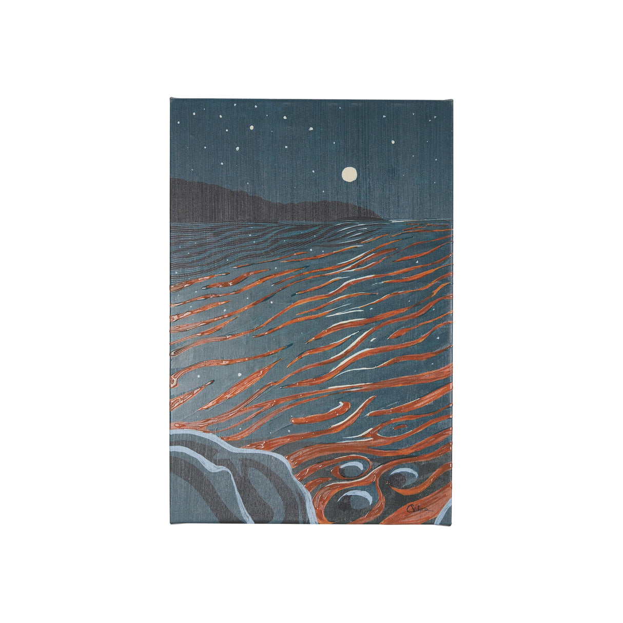 Sea bay at nitght II by Mercana Studio a Hand Embellished Textured Canvas by Mercana at Eve Furniture