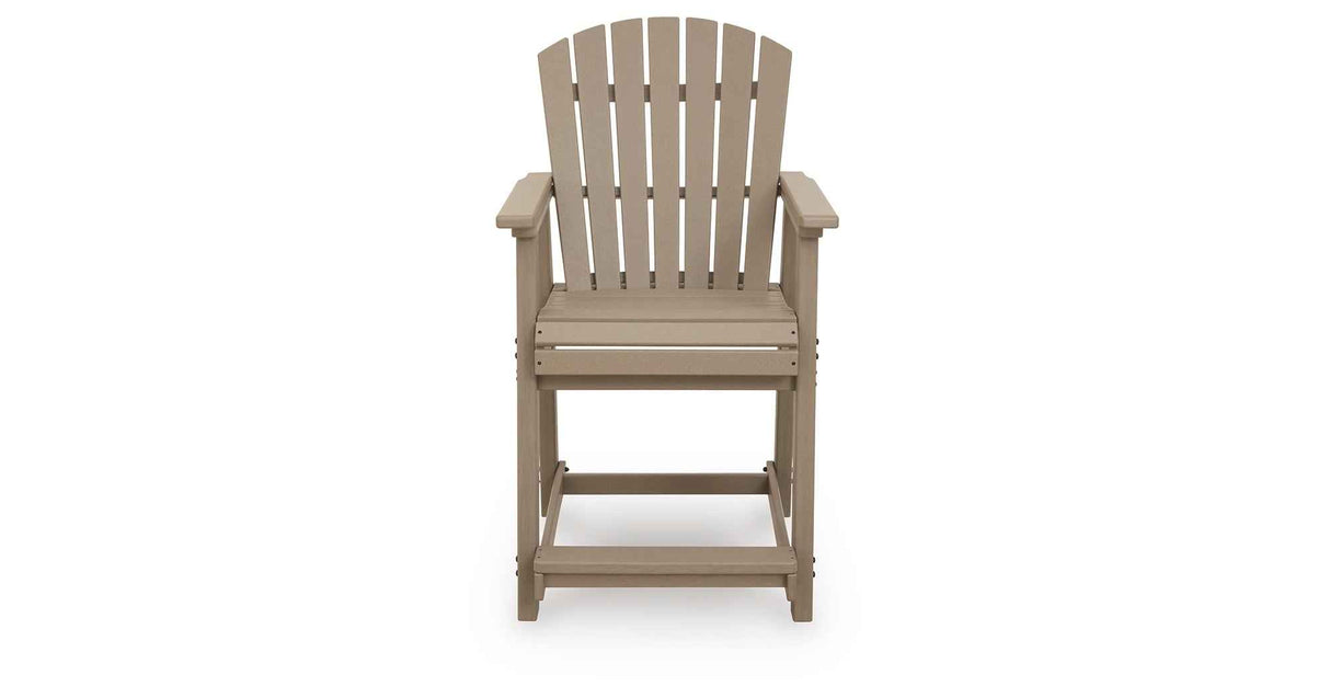 Seacliff Beach Medium Brown Outdoor Counter Height Bar Stool (Set of 2) by Ashley at Eve Furniture