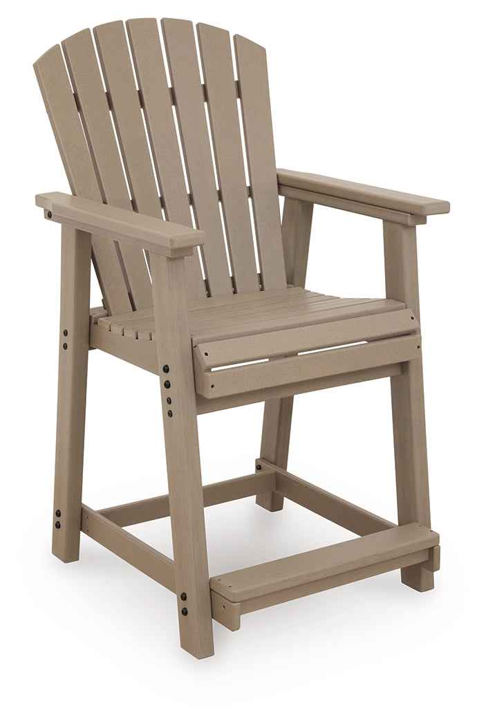 Seacliff Beach Medium Brown Outdoor Counter Height Bar Stool (Set of 2) by Ashley at Eve Furniture