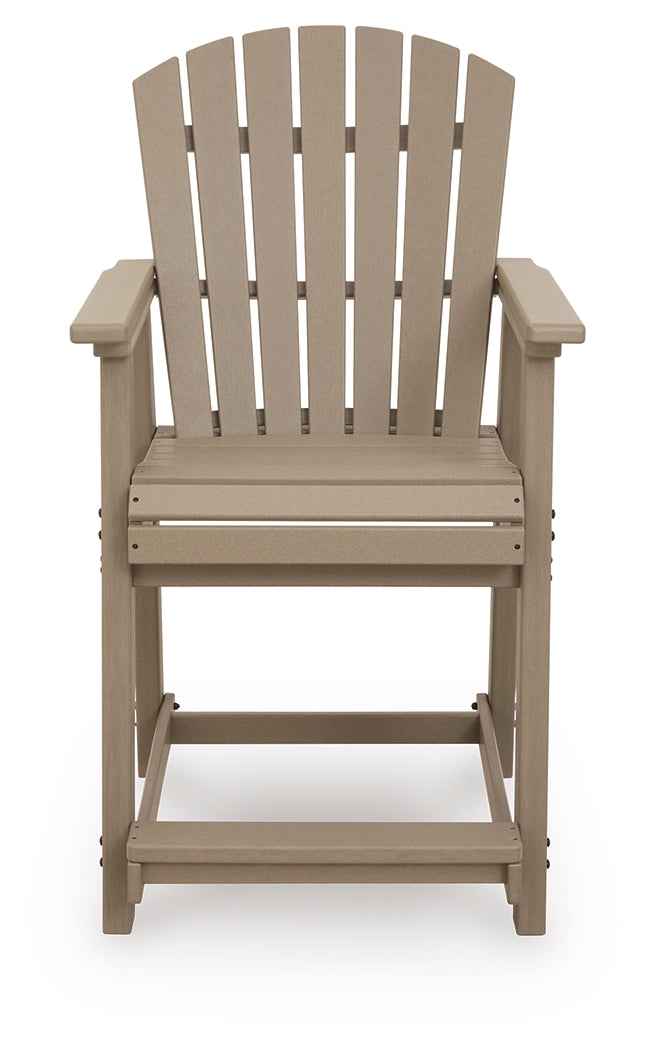 Seacliff Beach Medium Brown Outdoor Counter Height Bar Stool (Set of 2) by Ashley at Eve Furniture