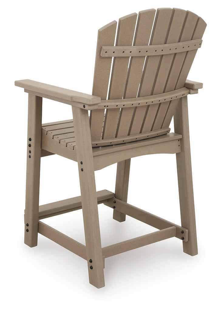 Seacliff Beach Medium Brown Outdoor Counter Height Bar Stool (Set of 2) by Ashley at Eve Furniture