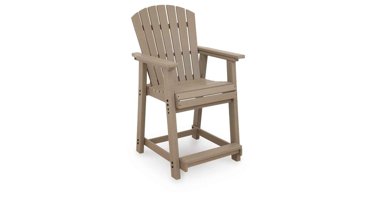 Seacliff Beach Medium Brown Outdoor Counter Height Bar Stool (Set of 2) by Ashley at Eve Furniture