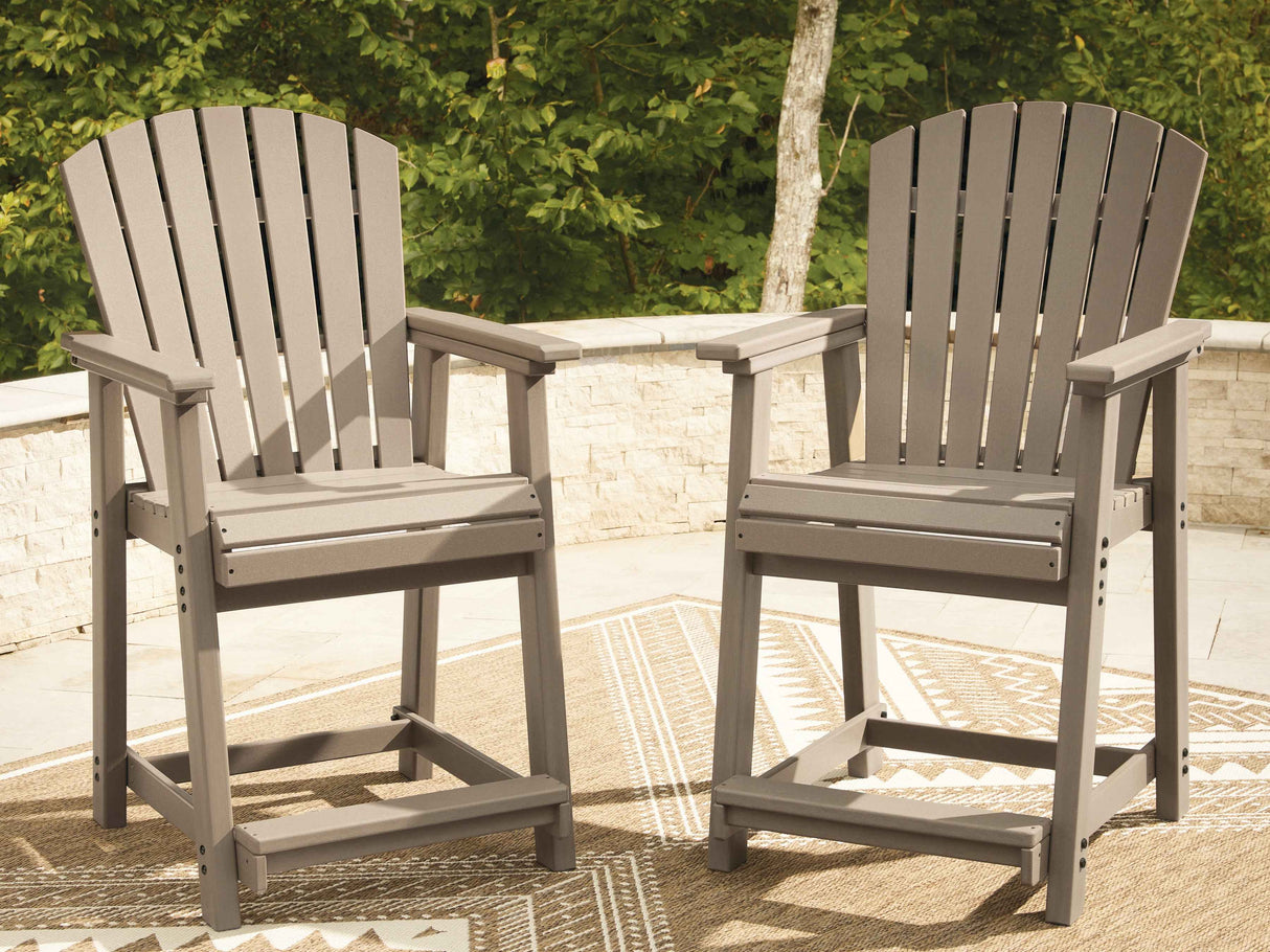 Seacliff Beach Medium Brown Outdoor Counter Height Bar Stool (Set of 2) by Ashley at Eve Furniture