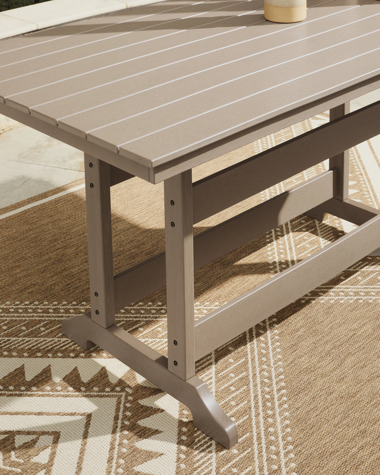 Seacliff Beach Medium Brown Outdoor Counter Height Dining Table and 4 Barstools by Ashley at Eve Furniture