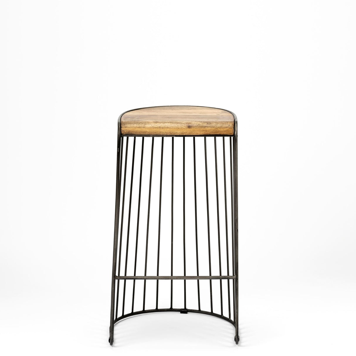 Seagram Brown Seat Black Metal Frame Stool by Mercana at Eve Furniture