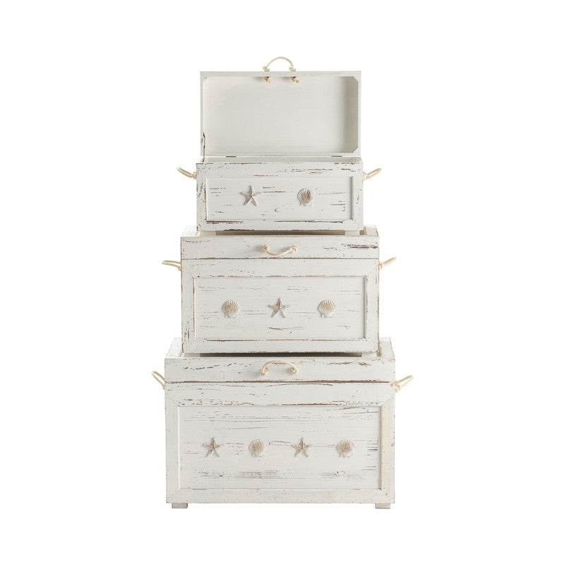 Seaside White 3-Piece Trunks by Crestview at Eve Furniture