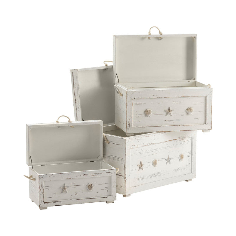 Seaside White 3-Piece Trunks by Crestview at Eve Furniture