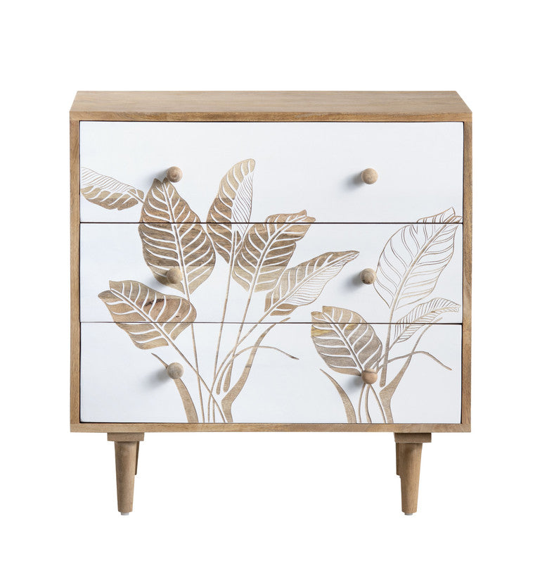 Seaside White/Brown Three-Drawer Chest by Crestview at Eve Furniture