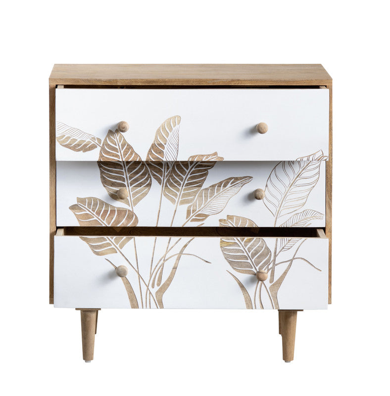 Seaside White/Brown Three-Drawer Chest by Crestview at Eve Furniture