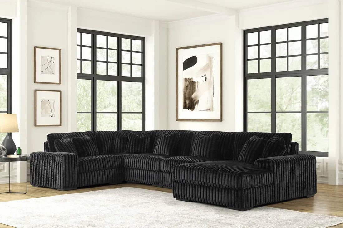 Season Black 5-Piece Oversized Right Arm Facing (RAF) Sectional by Happy Homes at Eve Furniture