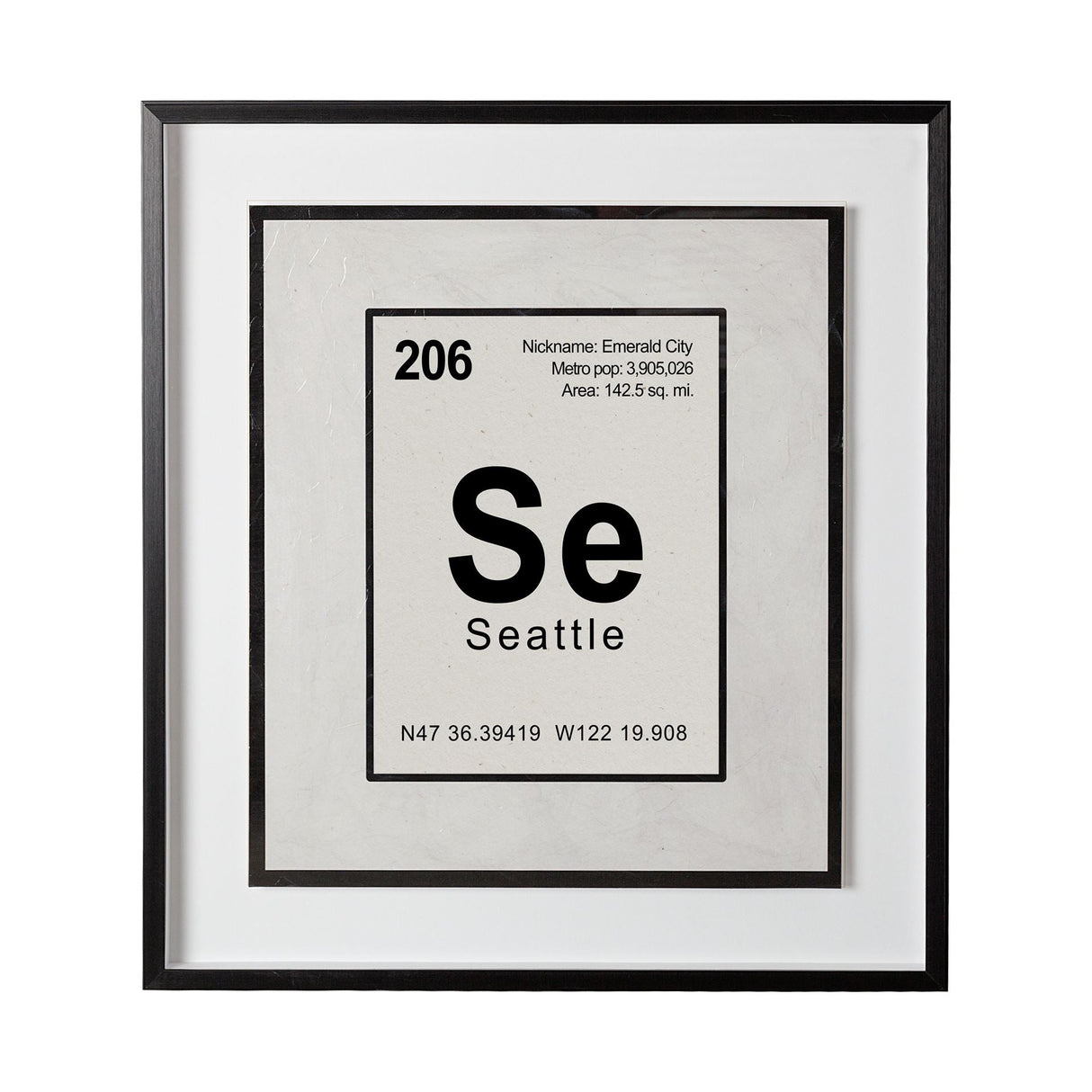 Seattle by Glartlab a Hand Embellished Textured Framed Art Print Matted under Glass by Mercana at Eve Furniture