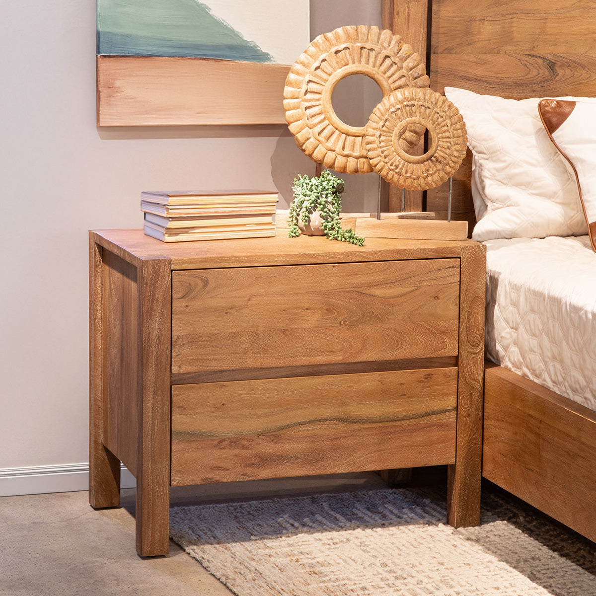 Sedona 32" Nightstand in Brushed Acacia by Home Trends & Design at Eve Furniture
