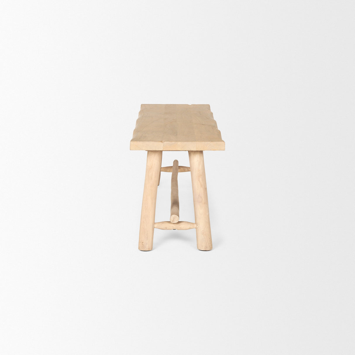 Sekou Light Brown Wooden Craftsman Bench by Mercana at Eve Furniture