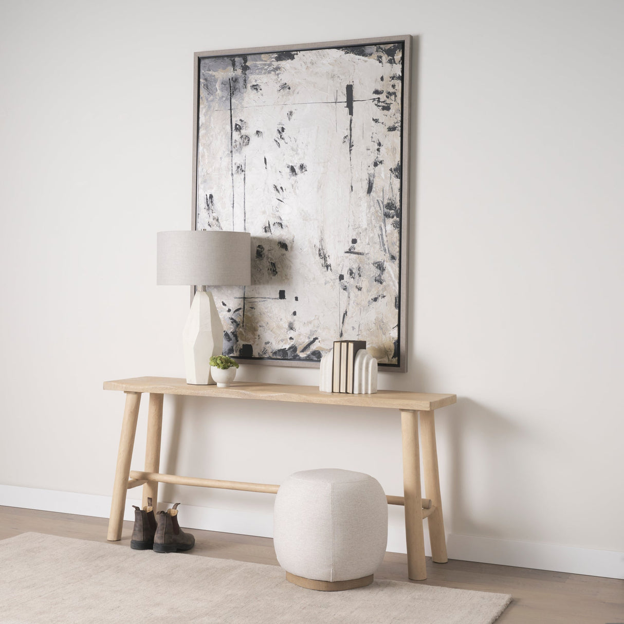 Sekou Light Brown Wooden Craftsman Console Table by Mercana at Eve Furniture