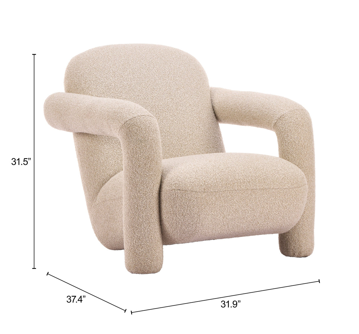 Selenya Beige Accent Chair by Zuomod at Eve Furniture