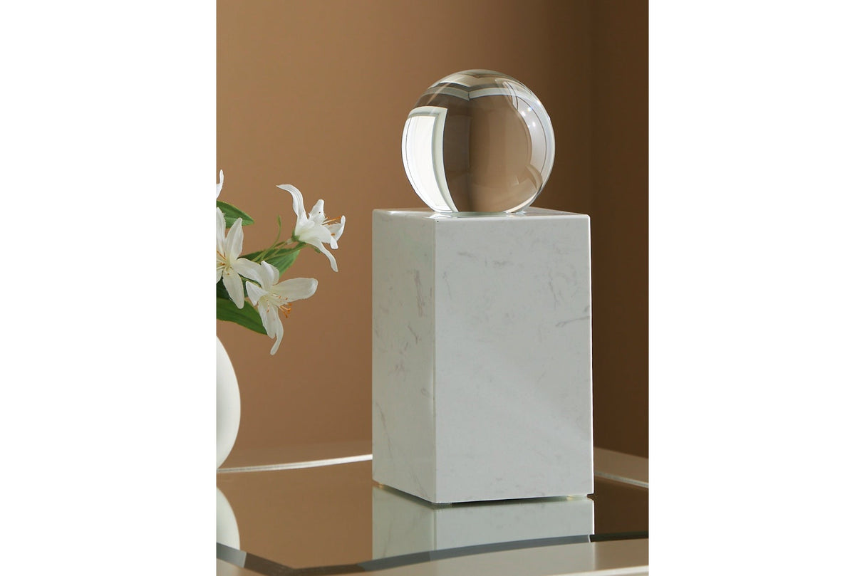 Sellner Clear/White Sculpture by Ashley at Eve Furniture